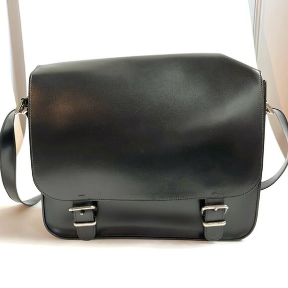 Jil Sander Navy AW/12 Black Leather Convertible Buckled-Flap Backpack main image 8